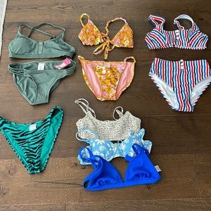 Xhilaration Bathing Suit Bundle - 3 bikinis, 3 bikini tops, 1 bikini bottoms